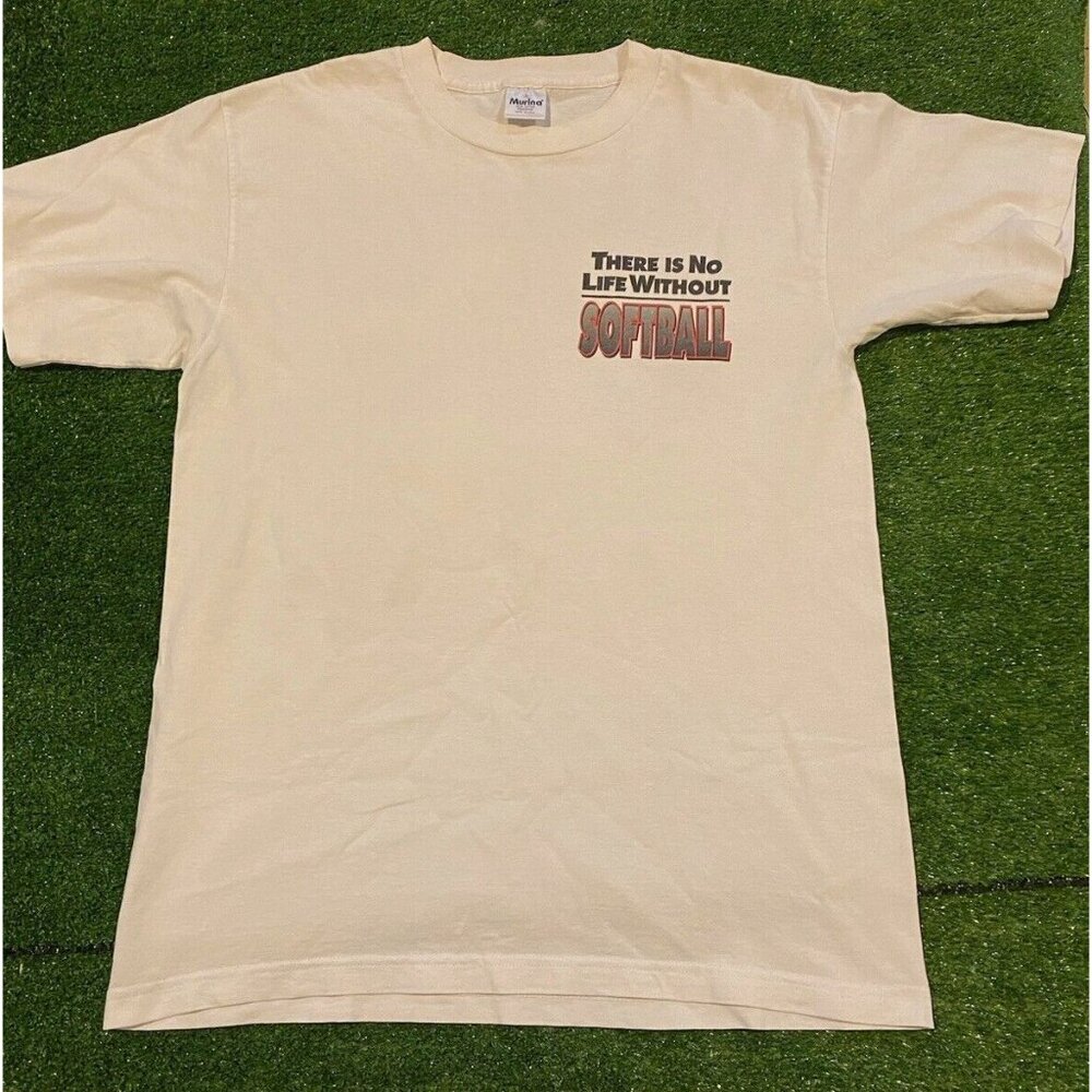 Vintage Softball shirt womens large Get a life ladies white 90s active training